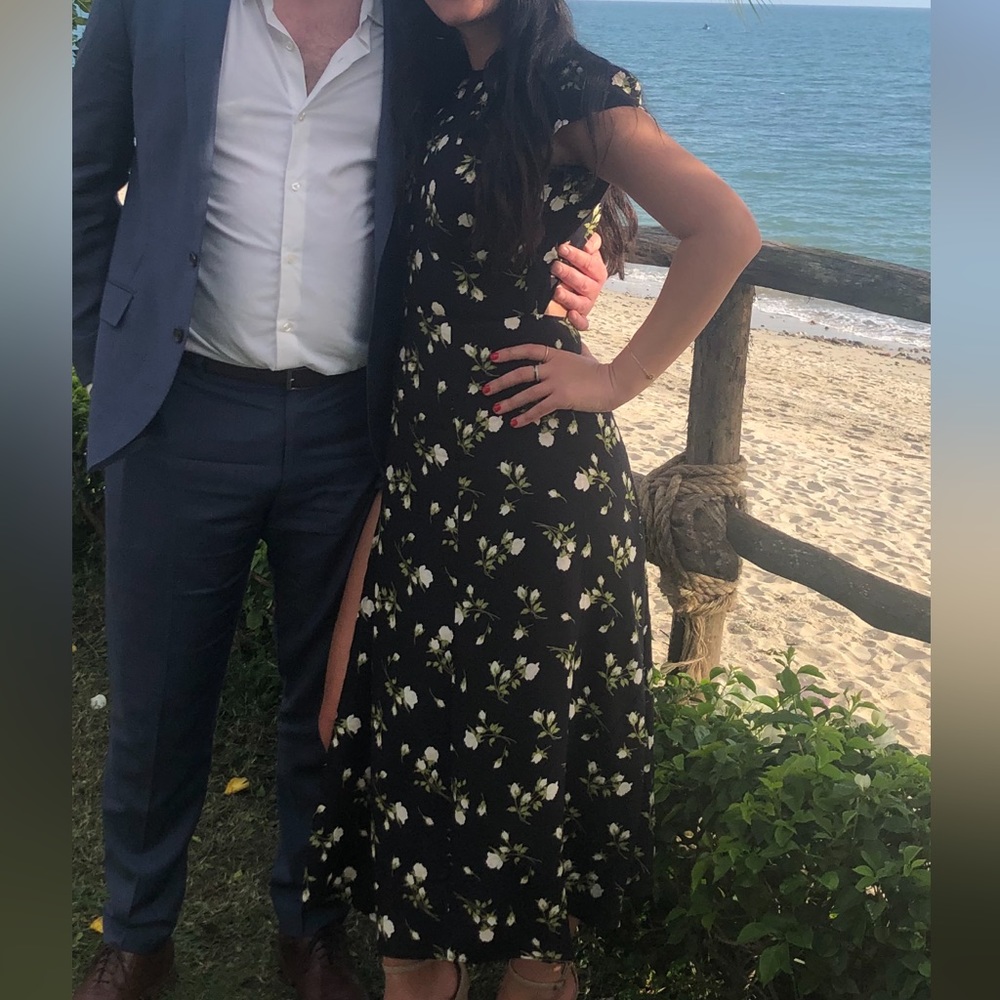 Reformation, Gavin midi dress, black and floral